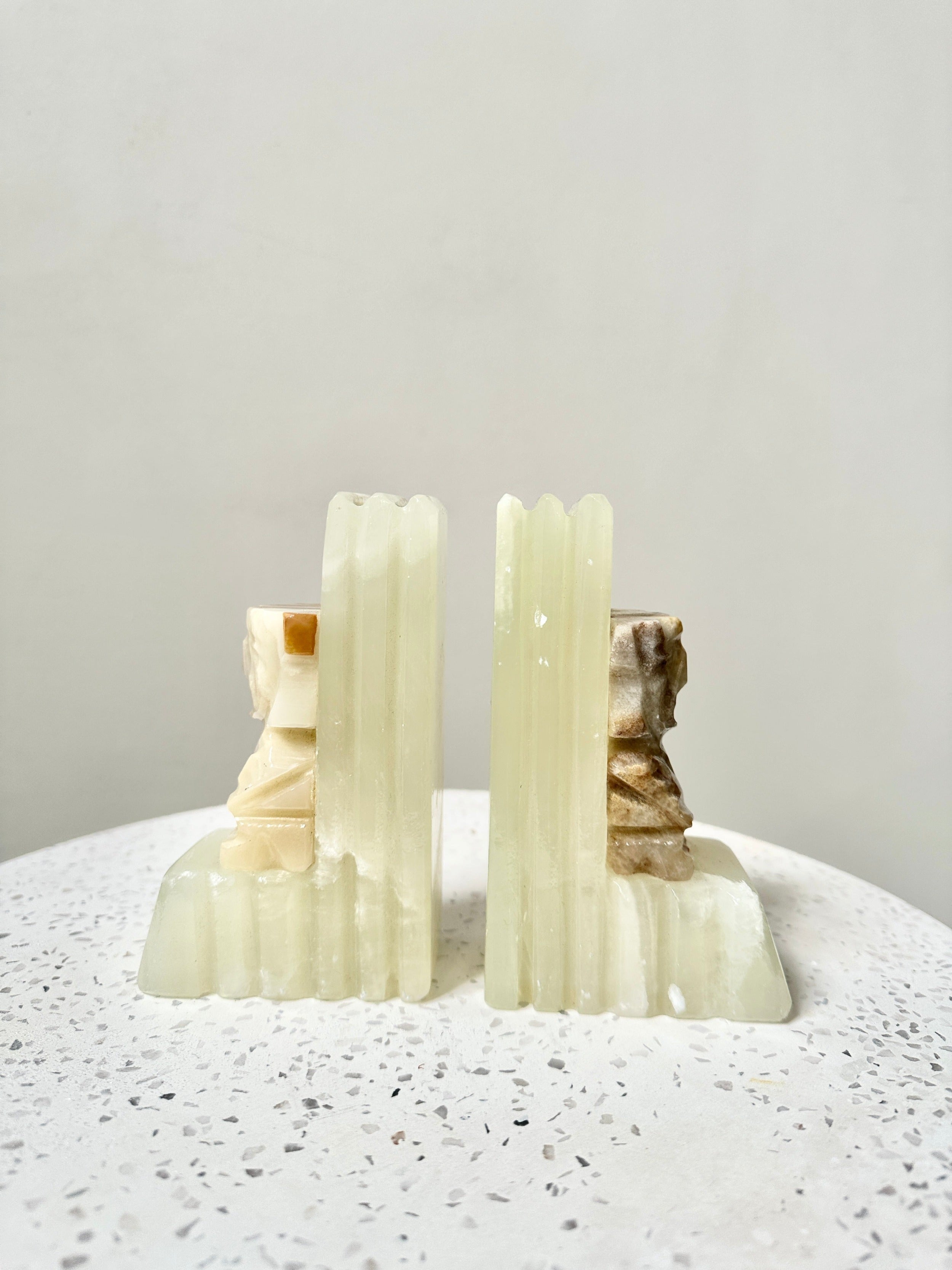 Vintage Onyx Aztec Bookends