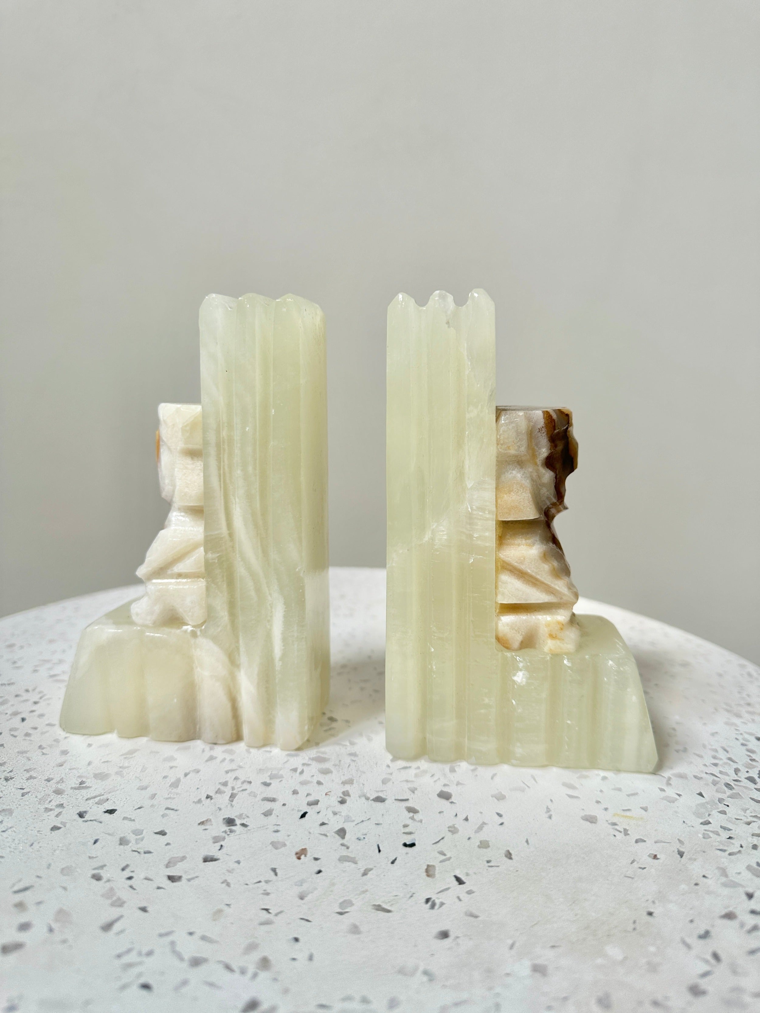 Vintage Onyx Aztec Bookends
