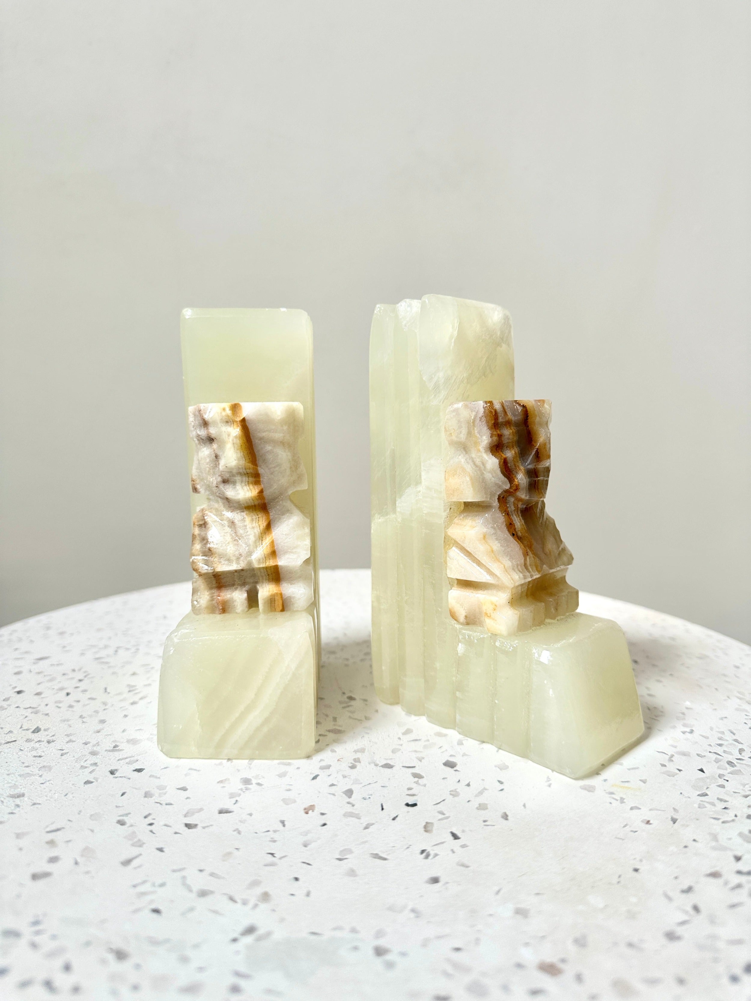 Vintage Onyx Aztec Bookends