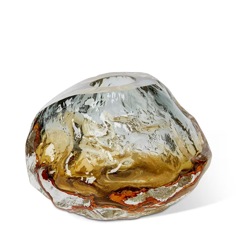 Yaisa Art Glass Vase - Amber & Smoke 15cm Rodwell & Astor