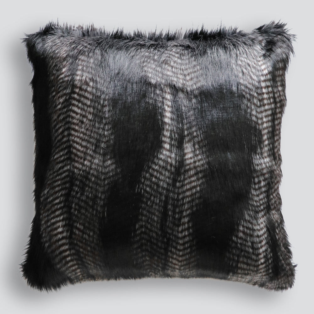 Heirloom Black Coyote Faux Fur Cushion