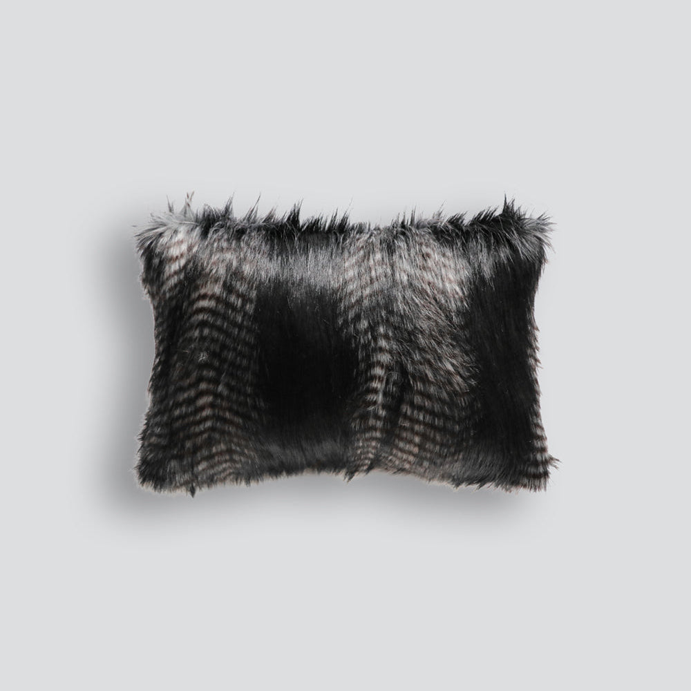HEIRLOOM Black Coyote Faux Fur Cushion - 30 x 45cm