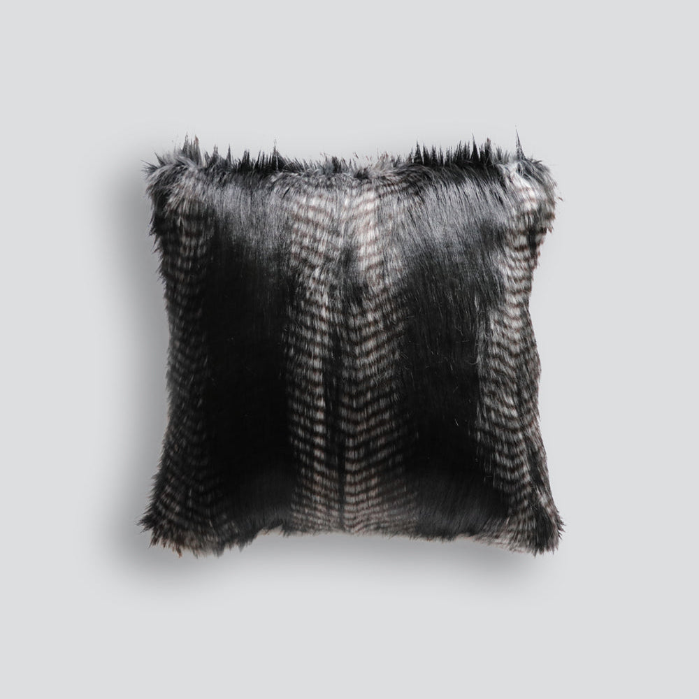 HEIRLOOM Black Coyote Faux Fur Cushion - 45cm
