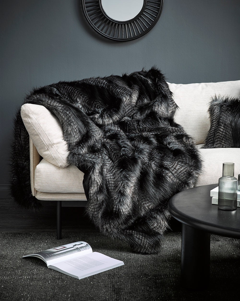 HEIRLOOM Black Coyote Throw & Plush Pod