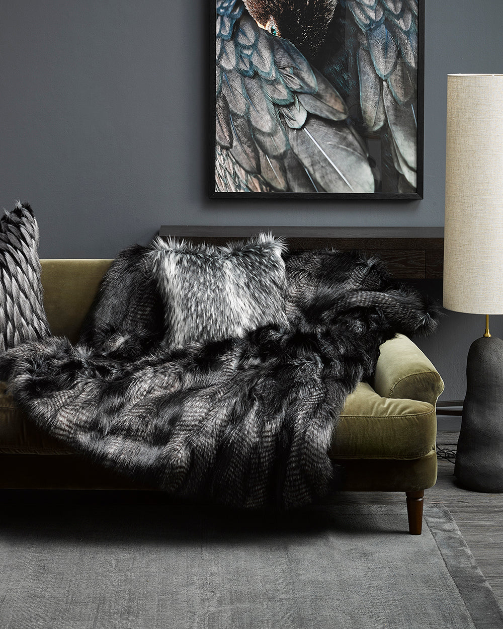 HEIRLOOM Black Coyote Throw & Plush Pod