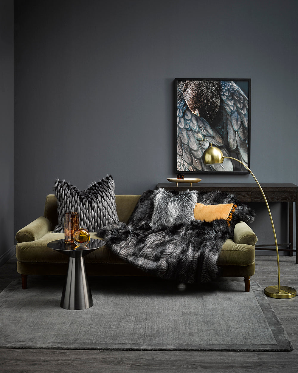 HEIRLOOM Black Coyote Throw & Plush Pod