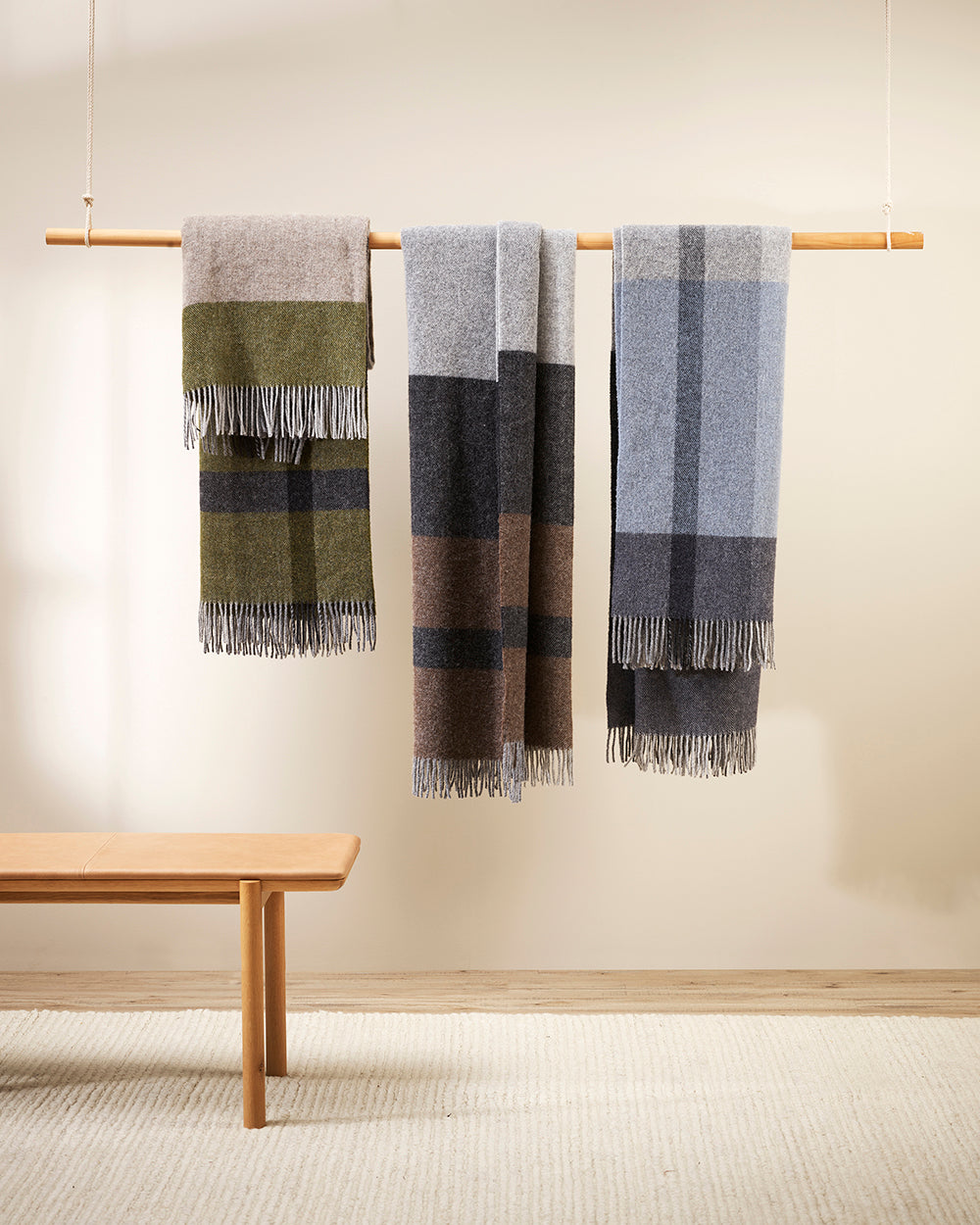 Rodwell and Astor BAYA Brunswick Throw - 100% New Zealand Wool Throw - Bracken