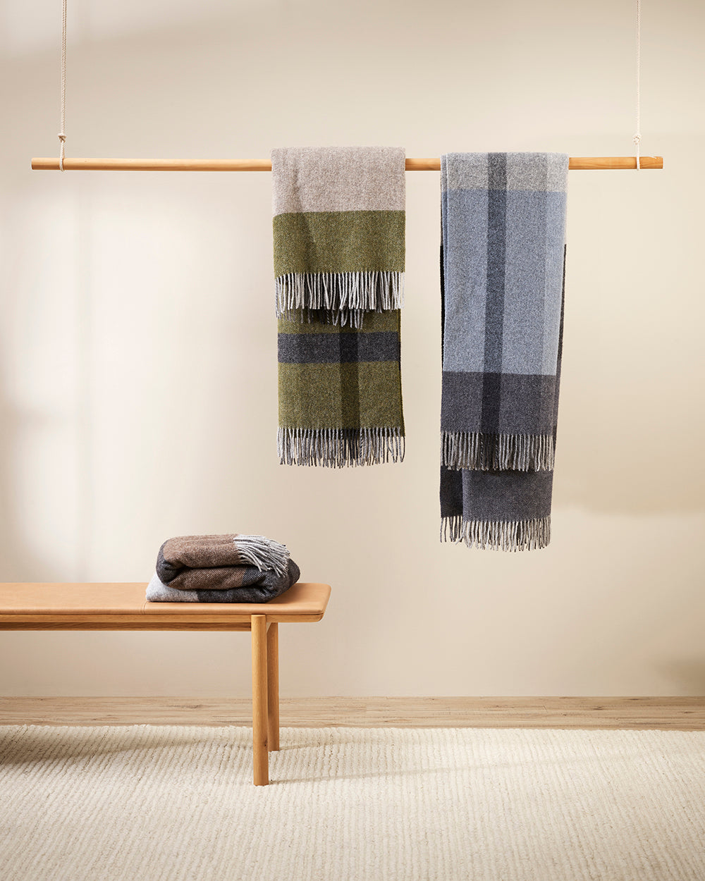 Brunswick Throw - 100% New Zealand Wool Throw - Olive