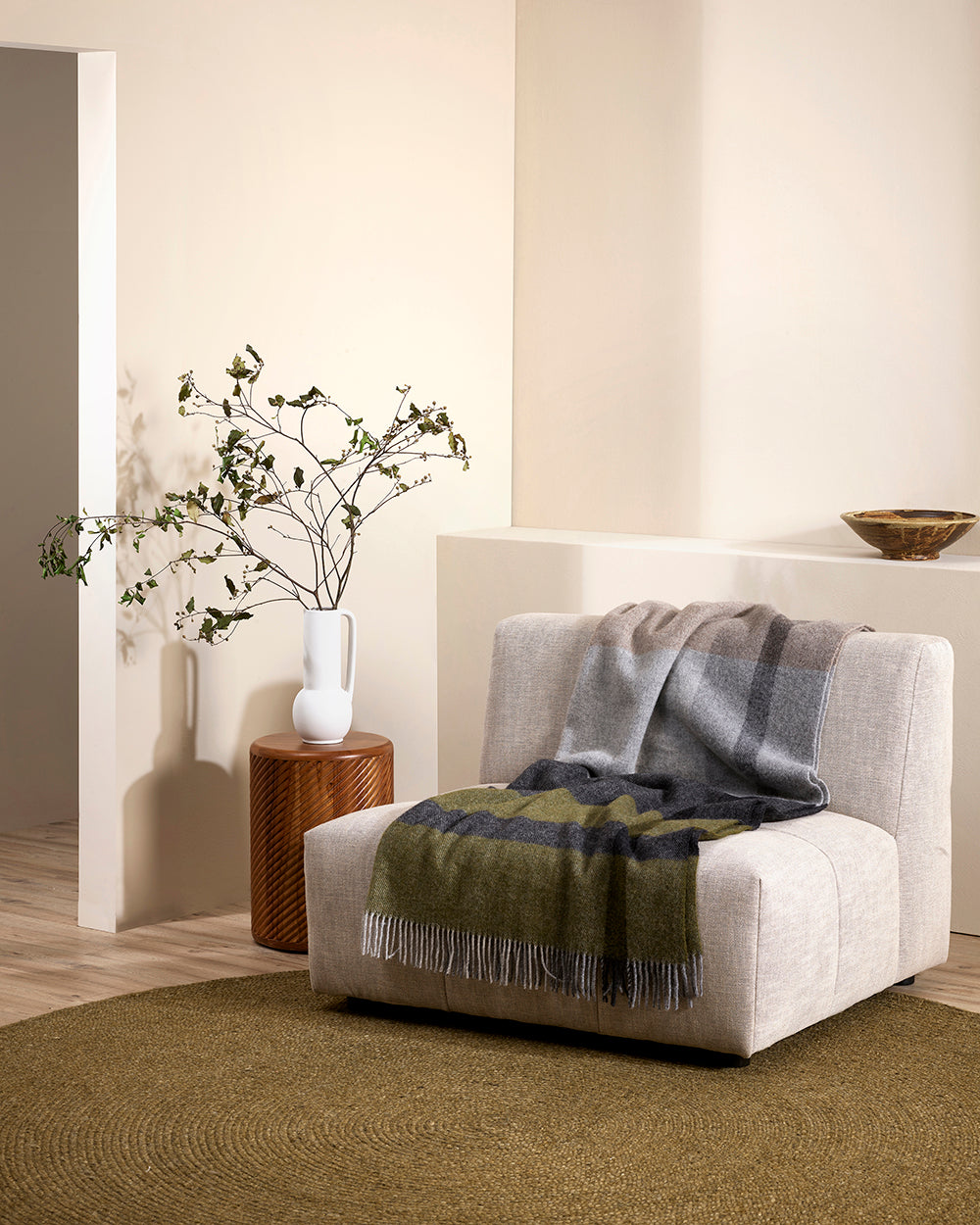 Brunswick Throw - 100% New Zealand Wool Throw - Olive