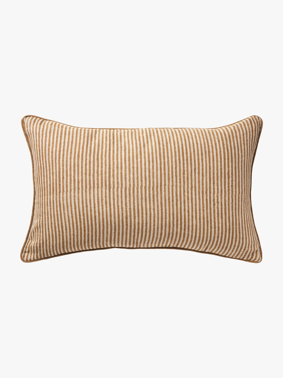 Lottie Bronze Reversible Linen Cushion 65 x 40cm – studio front | Rodwell & Astor