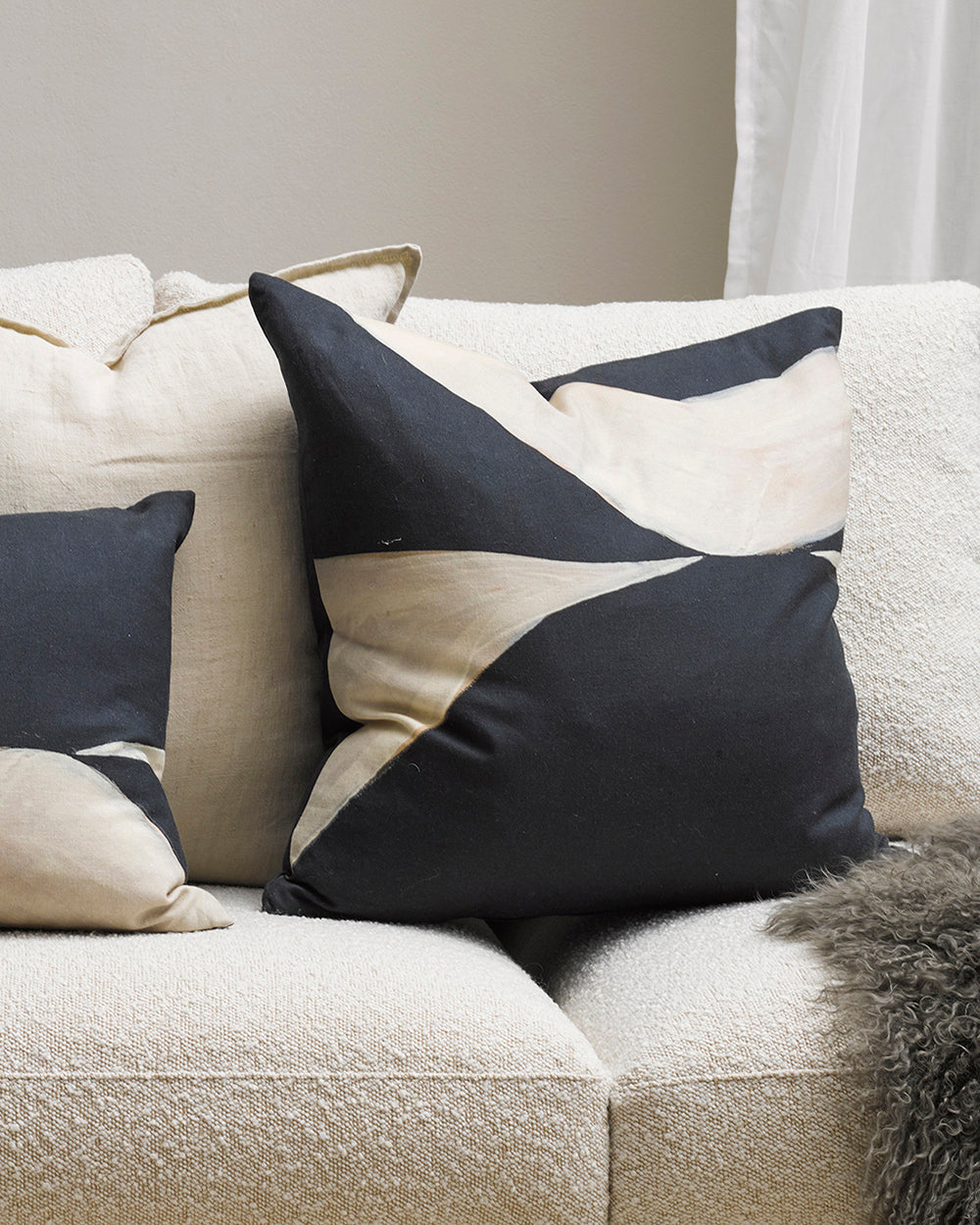 Eclipse Cushion - Ink/Ecru - 55x55cm