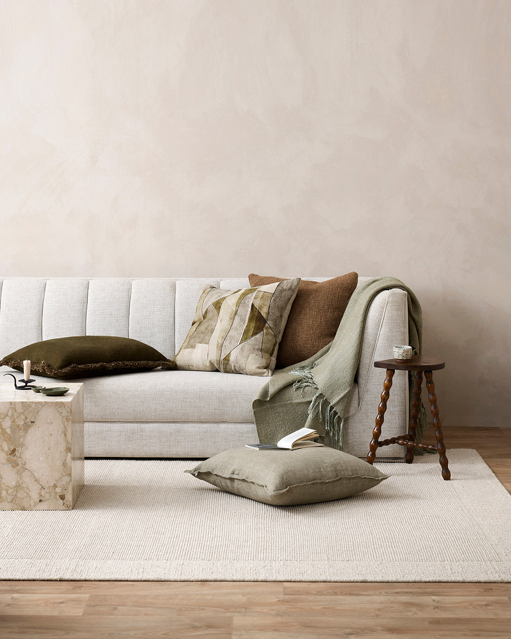 BAYA Grove Cushion - Olive at Rodwell nad Astor
