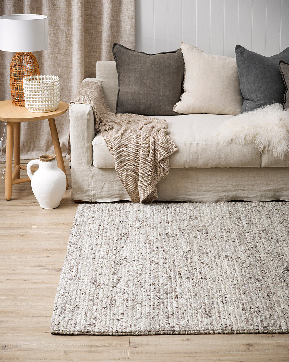 BAYA Karaka Floor Rug - Oyster Grey Rodwell and Astor Modern Eclectic Style