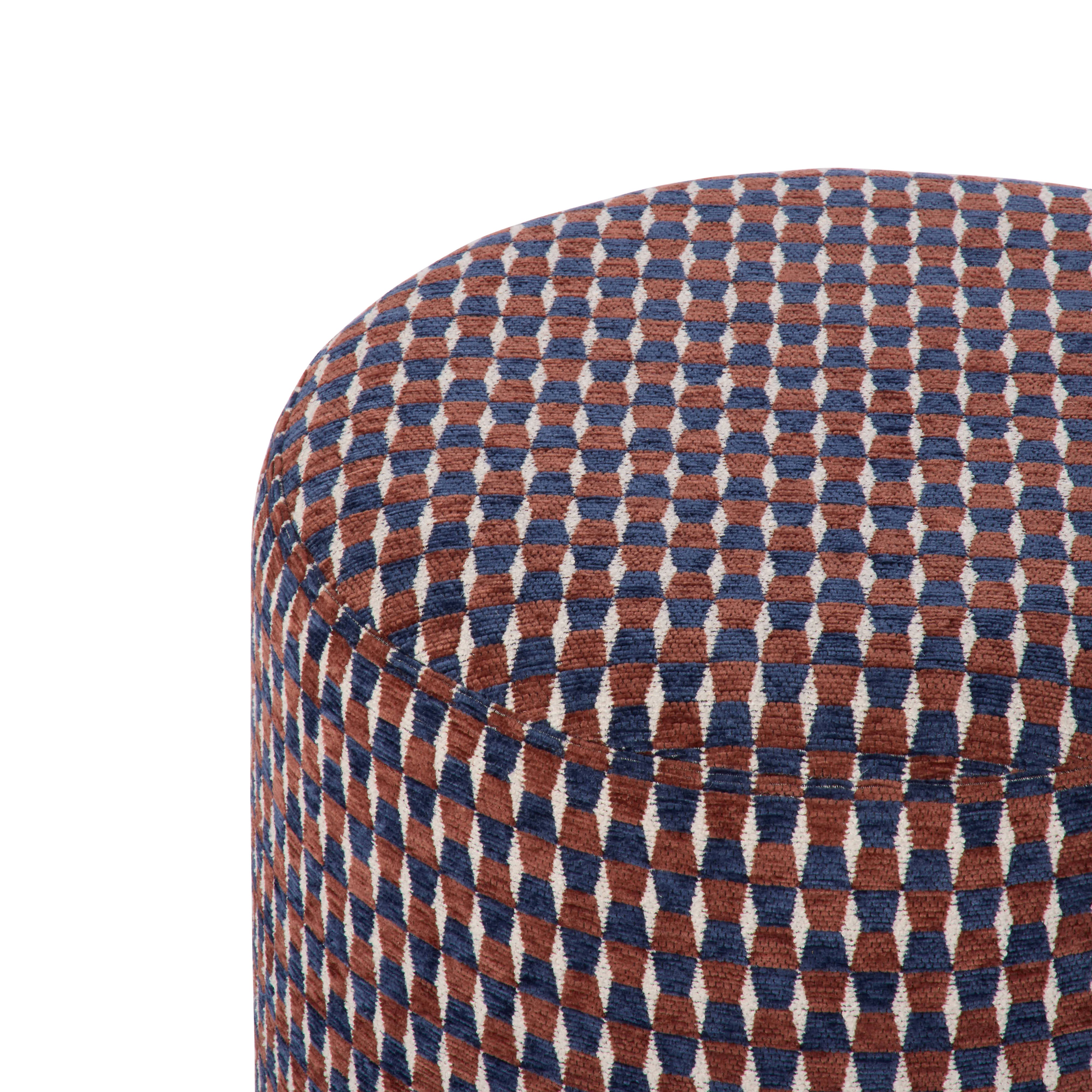 Kiran Stool - Blue & Rust