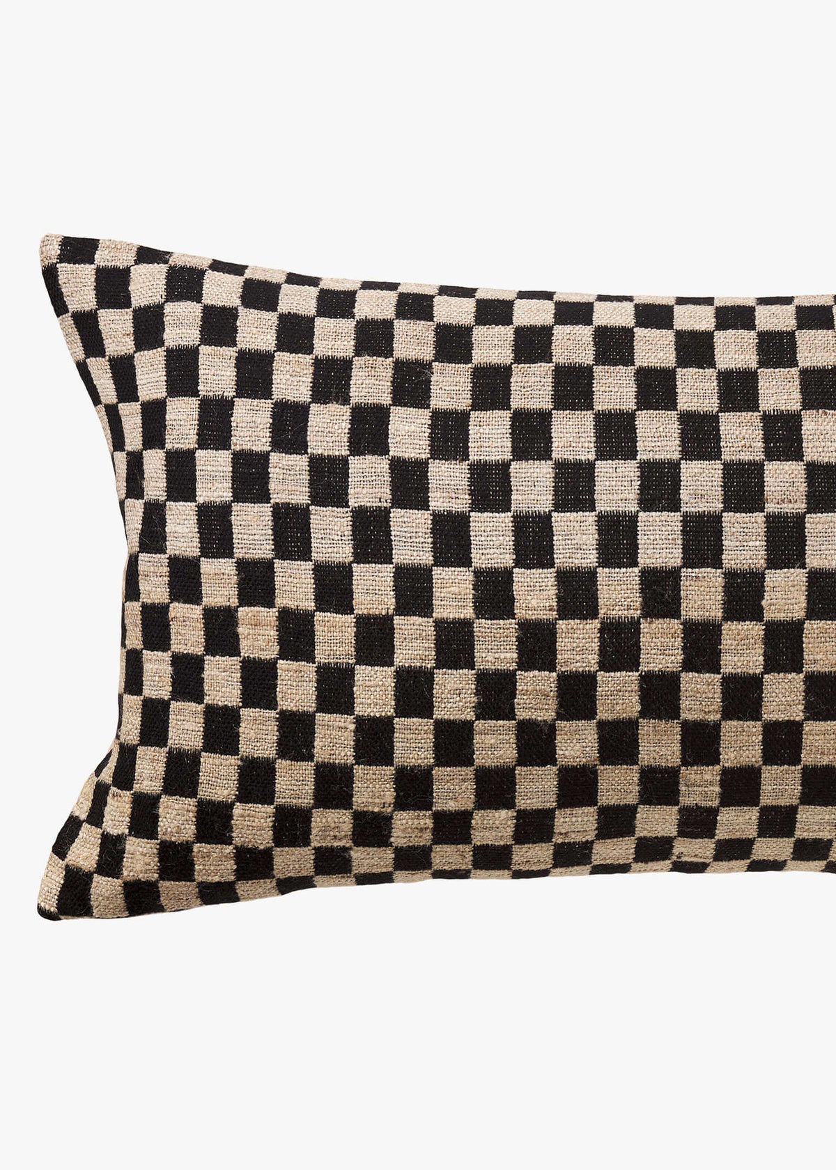 Matteo Black Wool & Silk Lumbar Cushion 40 x 80cm
