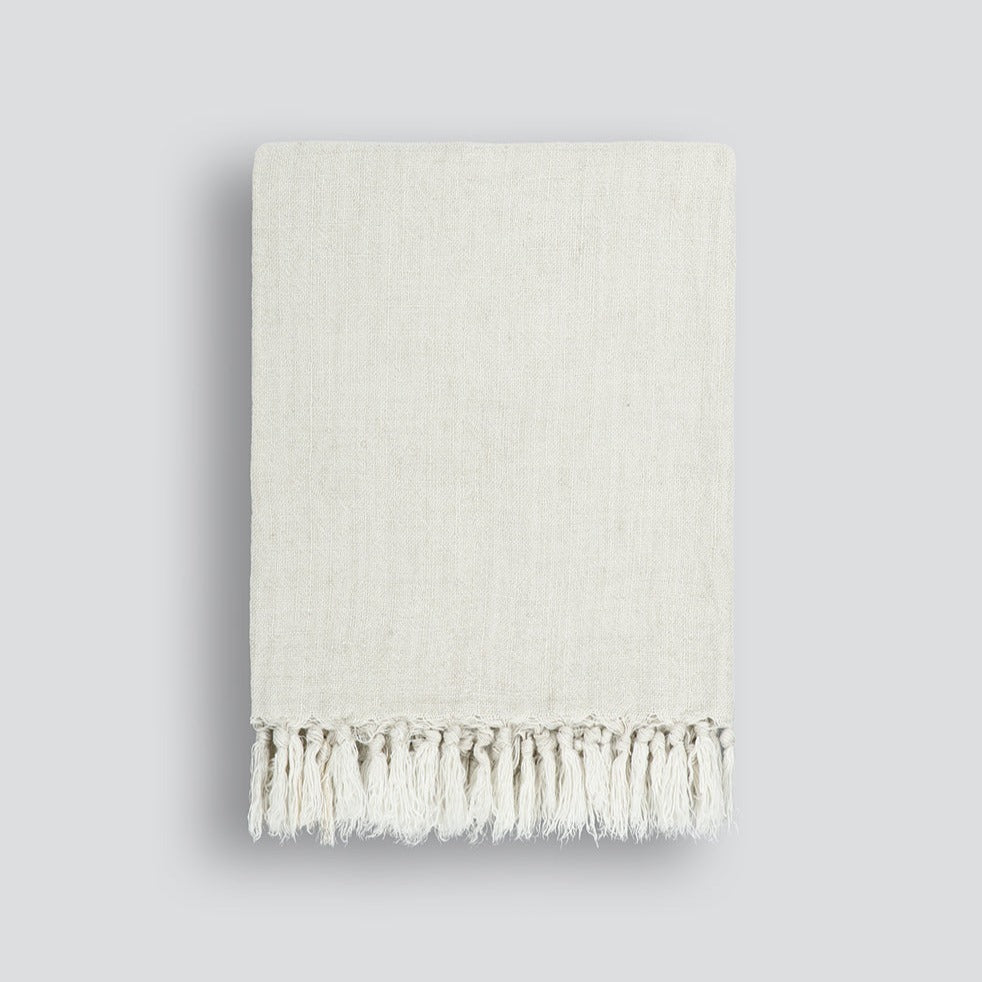 BAYA Millhouse 100% Linen Throw - Almond