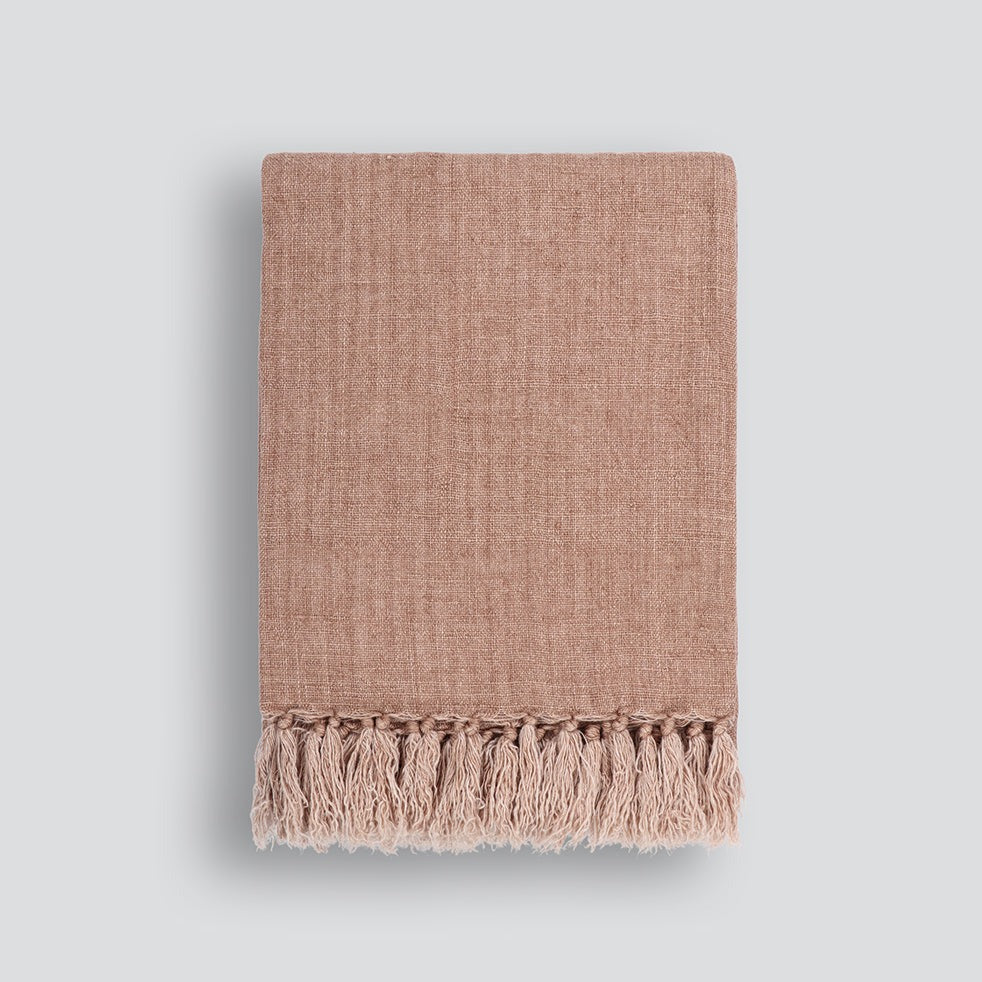 BAYA Millhouse 100% Linen Throw - Clay