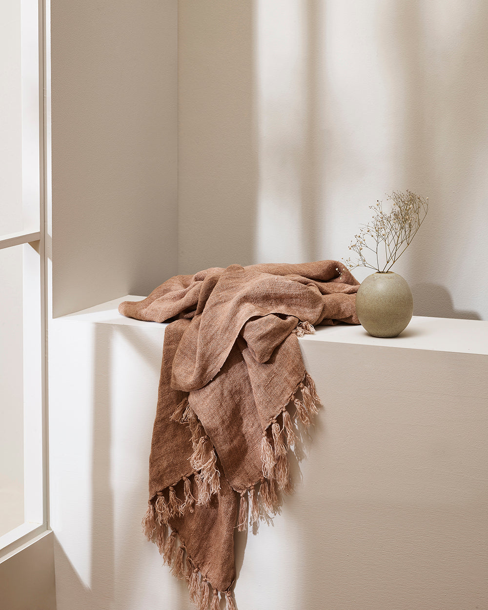 BAYA Millhouse 100% Linen Throw - Clay