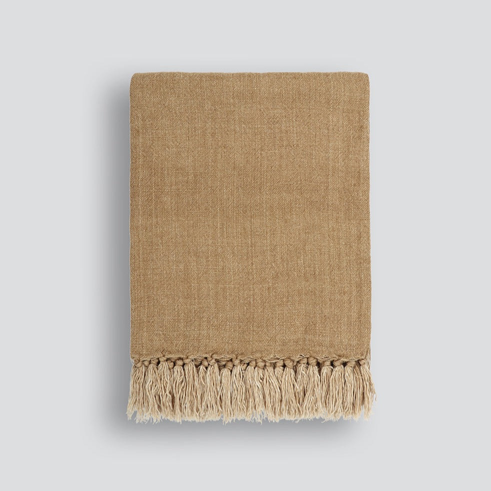 BAYA Millhouse 100% Linen Throw - Cumin