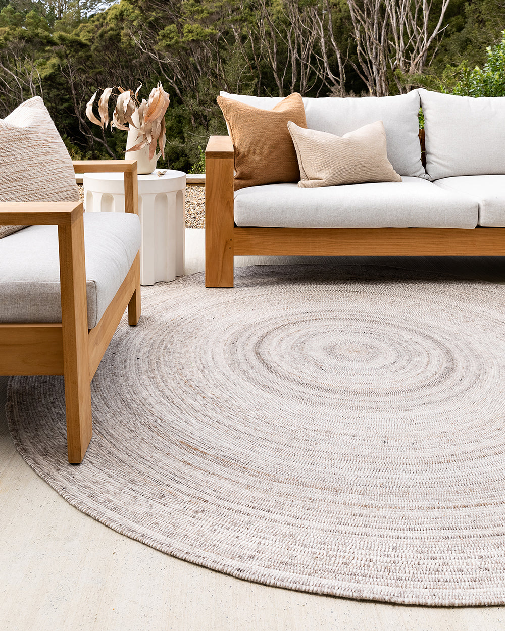 Palm Cove Round Floor Rug - Sand-Rodwell and Astor