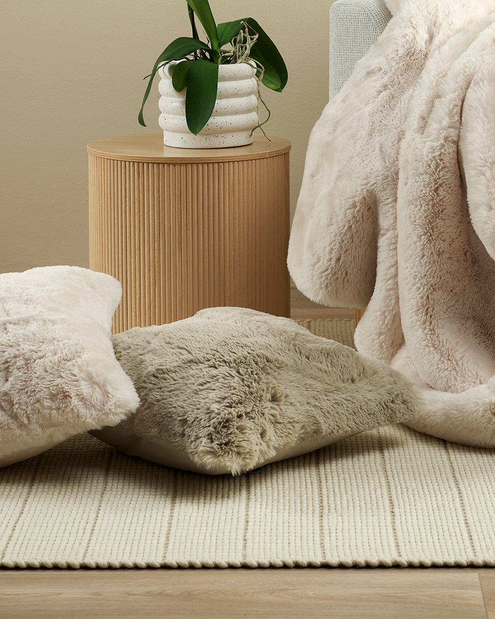 Pelage Faux Fur Cushion - Taupe