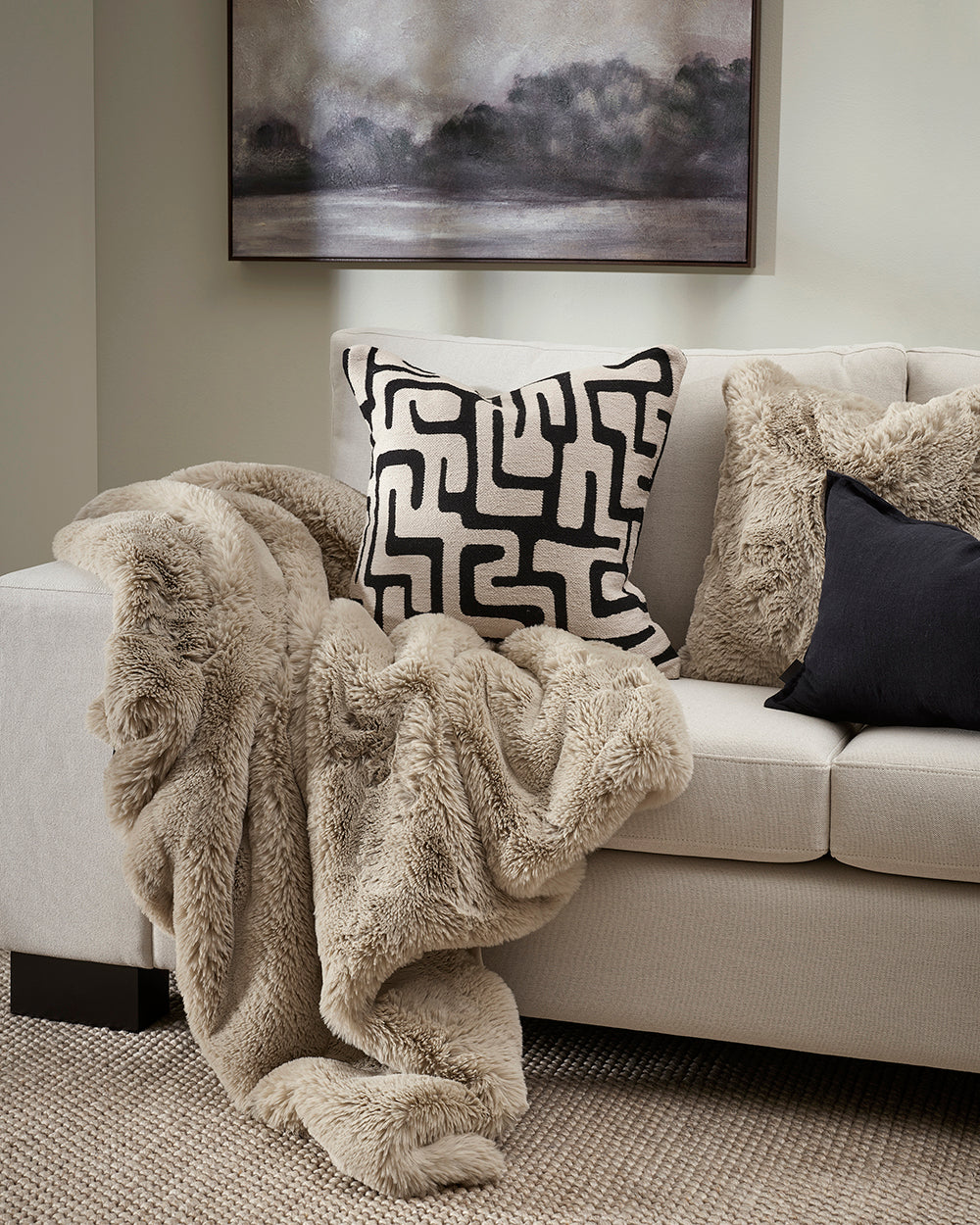 Pelage Faux Fur Cushion - Taupe