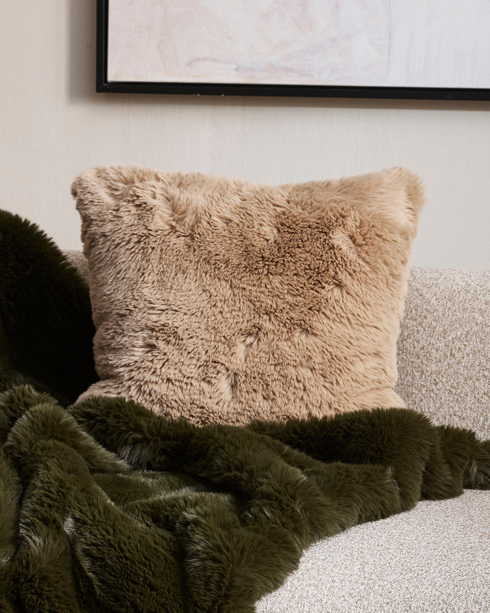 Pele Faux Fur Cushion - Biscuit