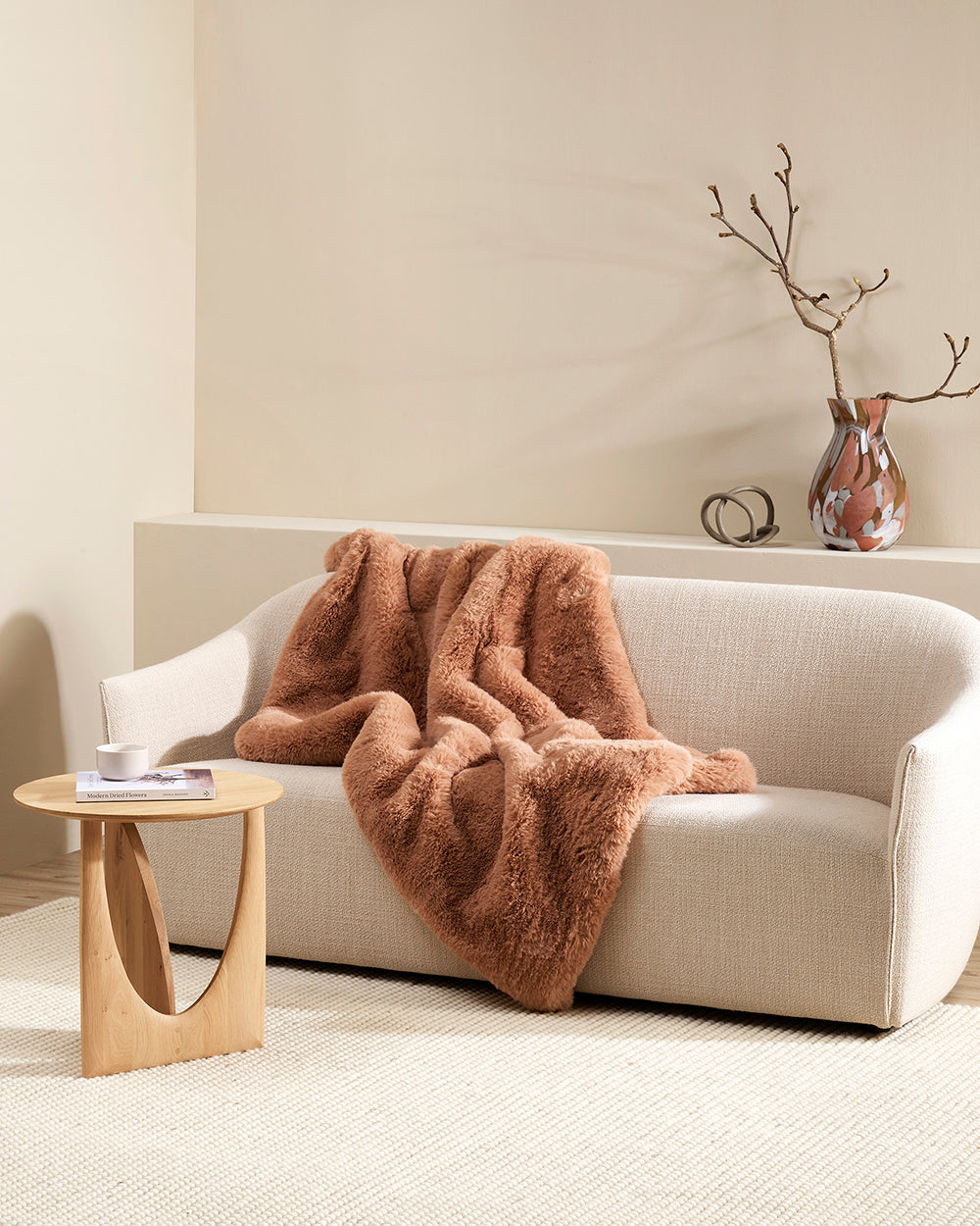 Pele Faux Fur Throw - Toasted Coconut