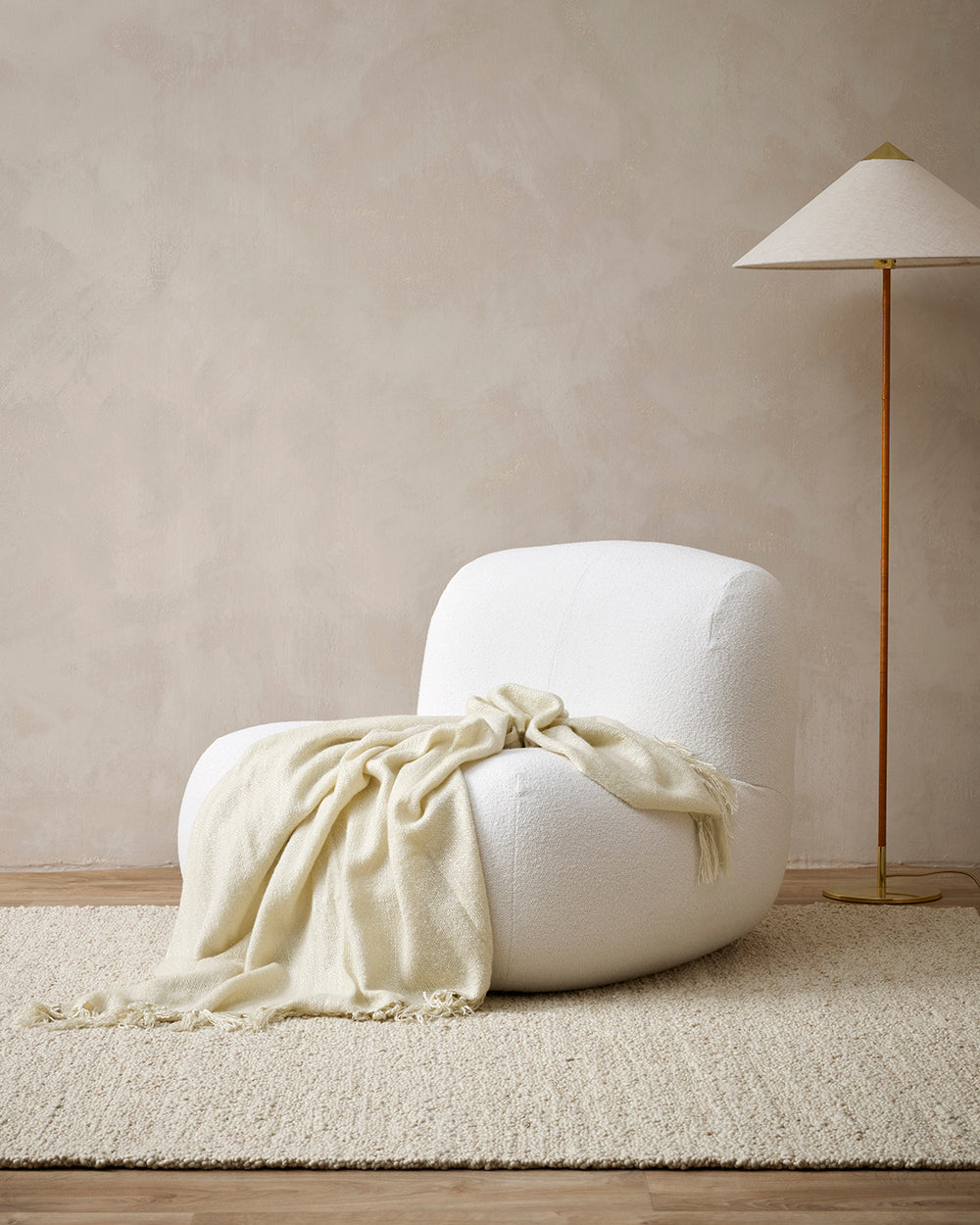 BAYA Richmond Wool Blend Throw - Ecru
