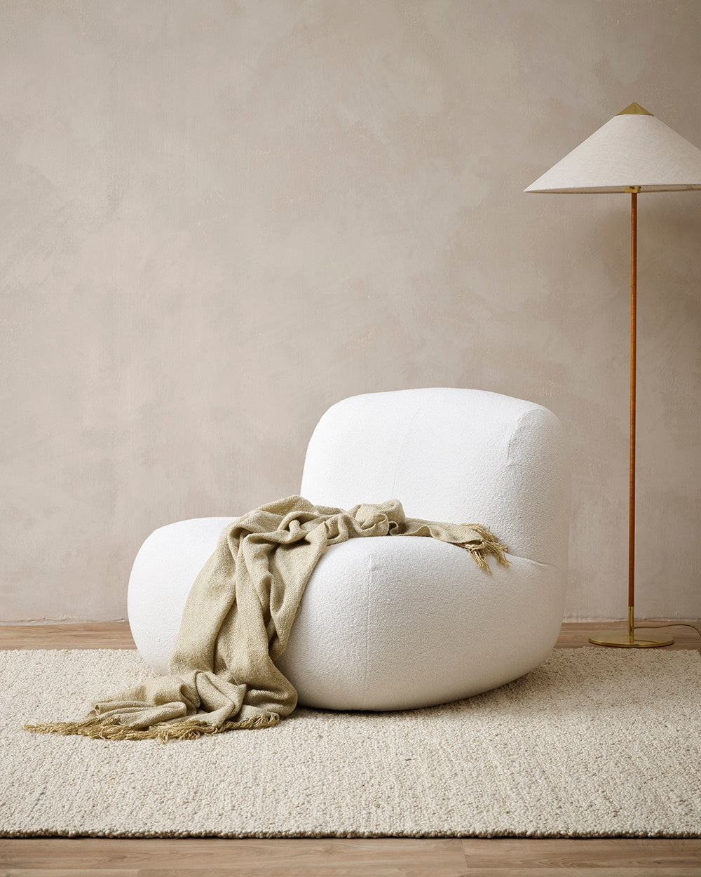 BAYA Richmond Wool Blend Throw - Putty