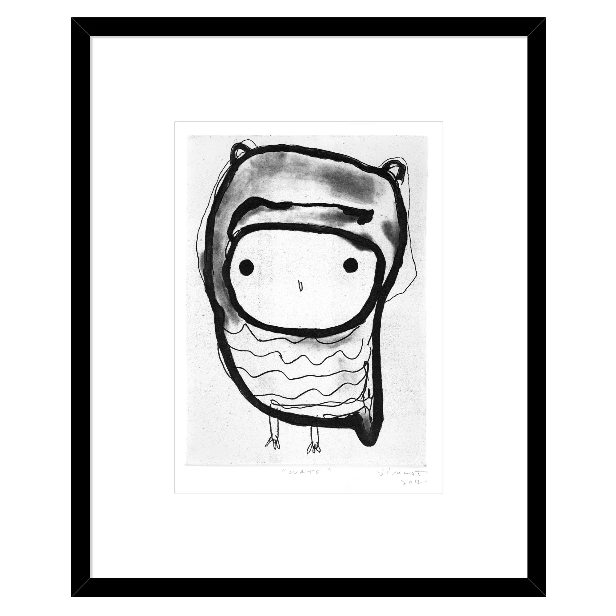 'Wate' Black and White Owl Art Print