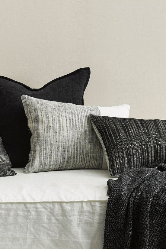 MULBERI Anderson Linen Cushion - Black & Ecru 45 x 55cm