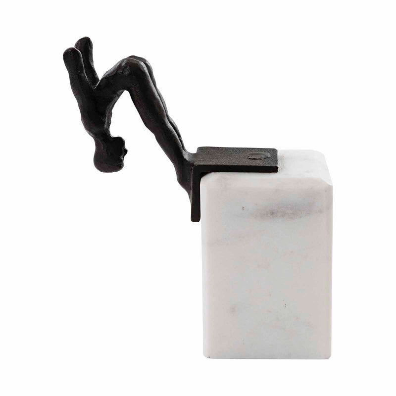 Diving Man Bookend - Bronze and Banswara White Marble