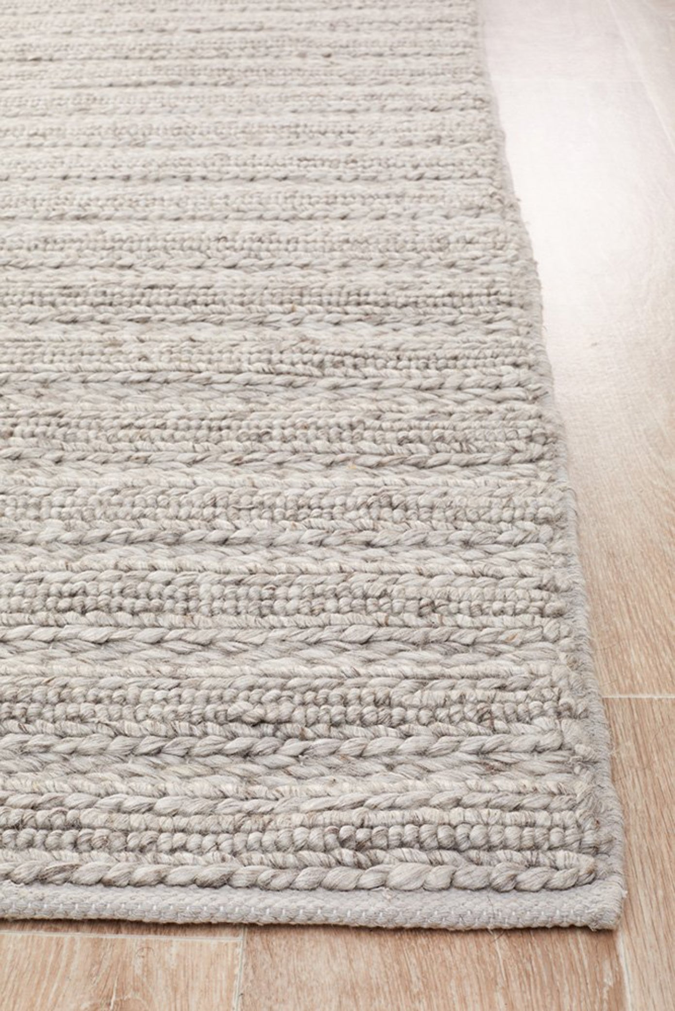 HARVEST Braided Wool Rug - Silver