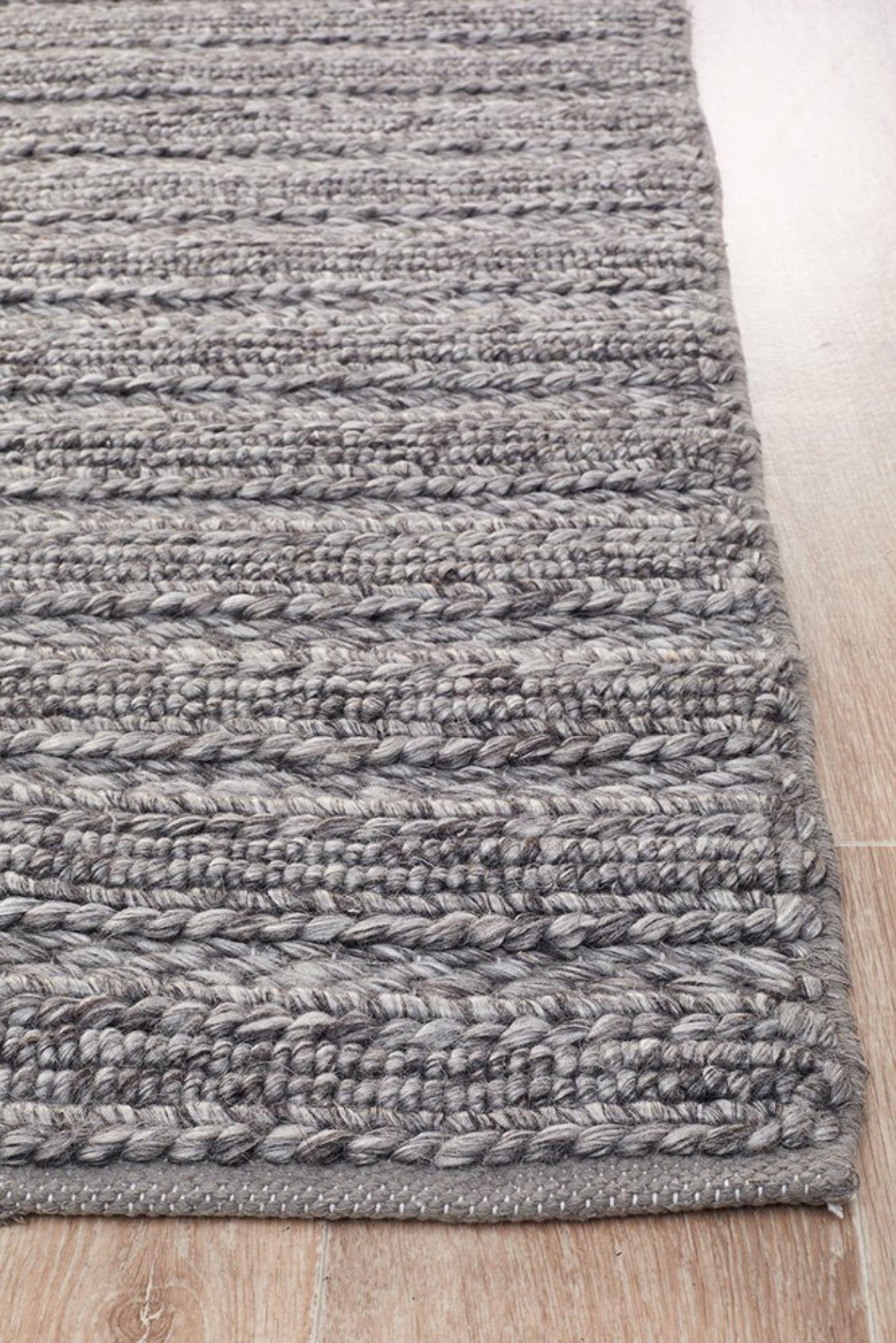 HARVEST Braided Wool Rug - Steel