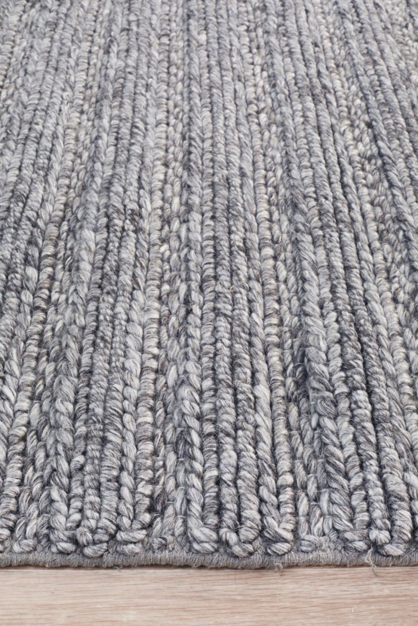 HARVEST Braided Wool Rug - Steel