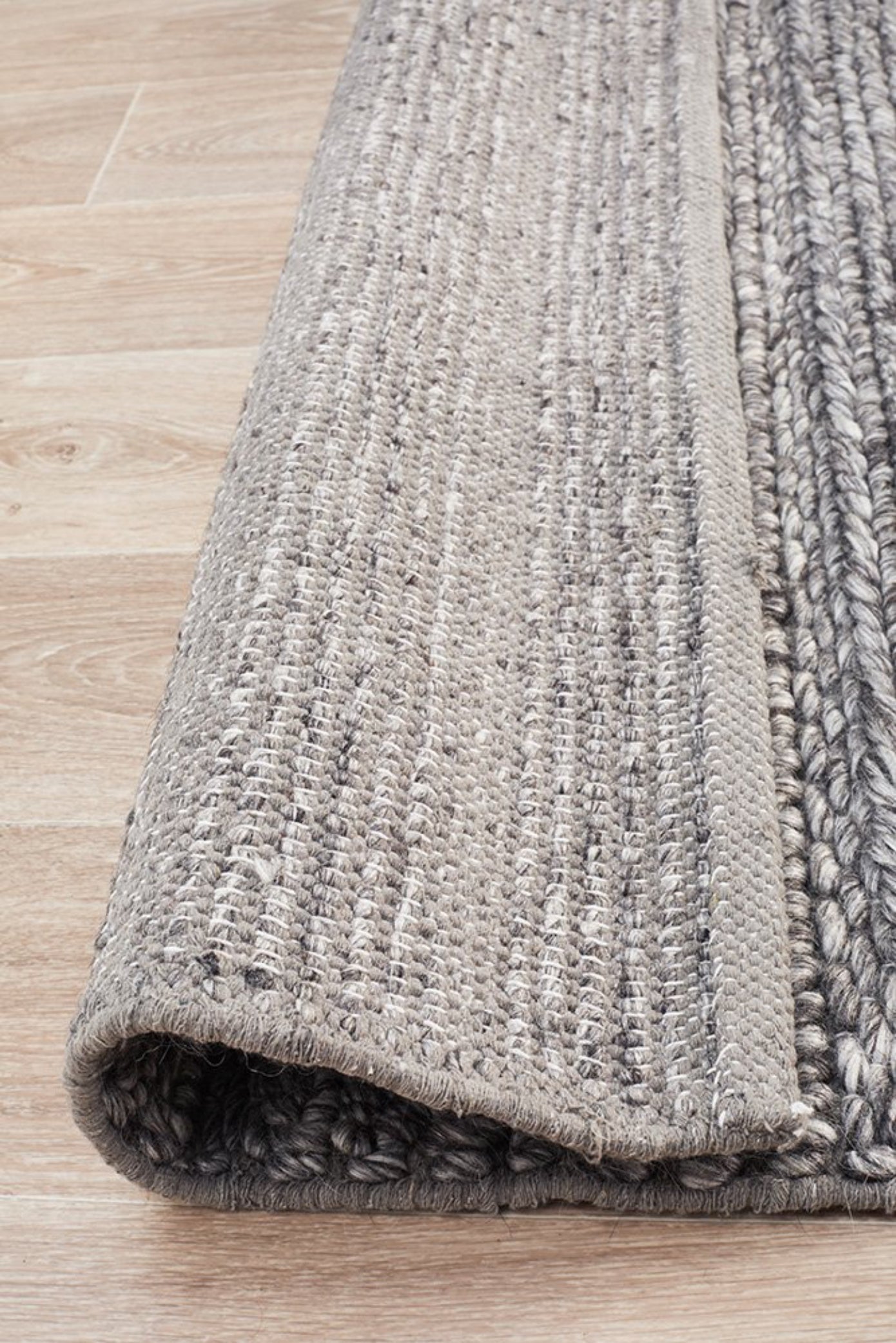 HARVEST Braided Wool Rug - Steel