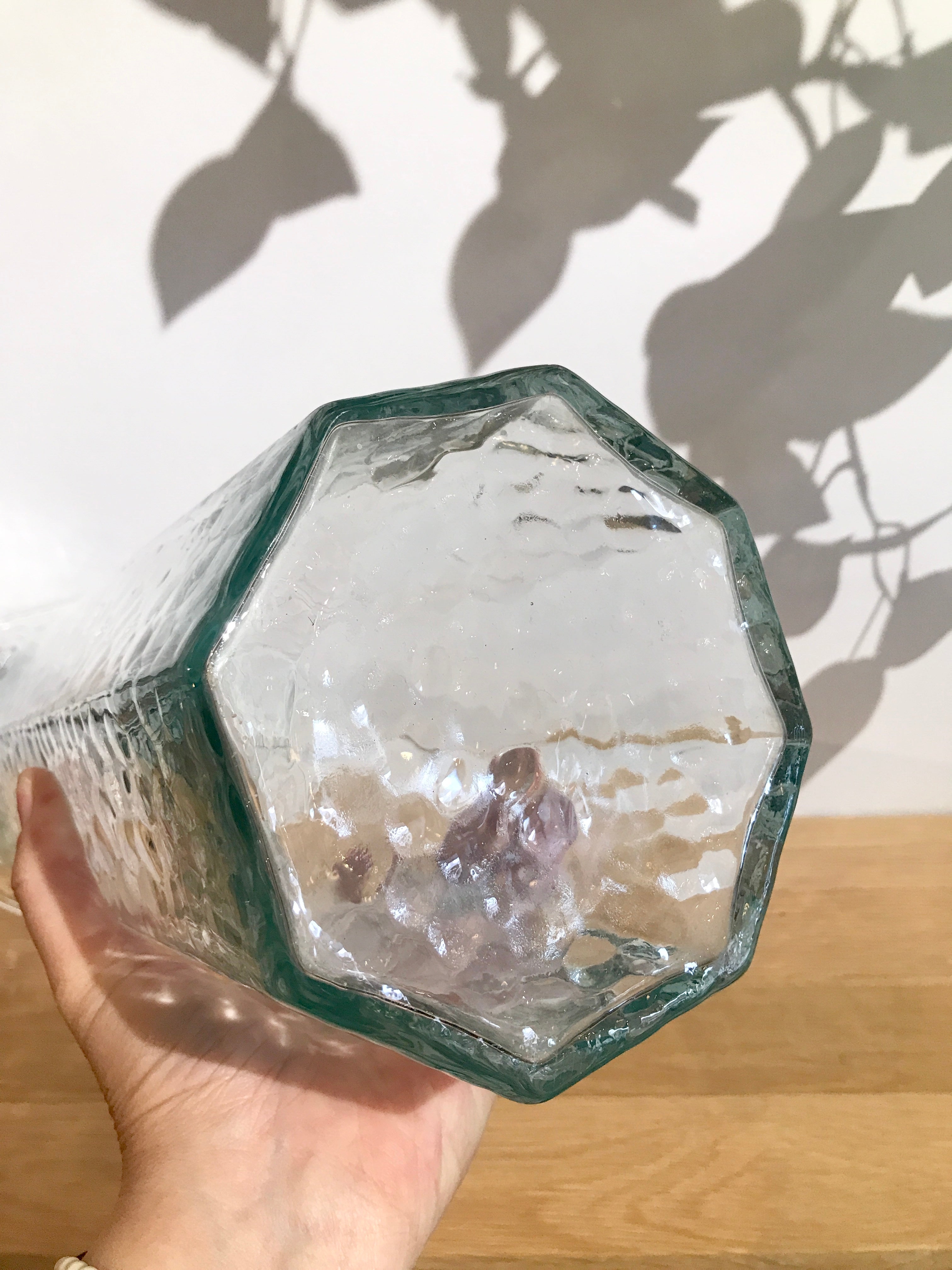 Vintage 1980s Tall IG Glass Octagonal Vase