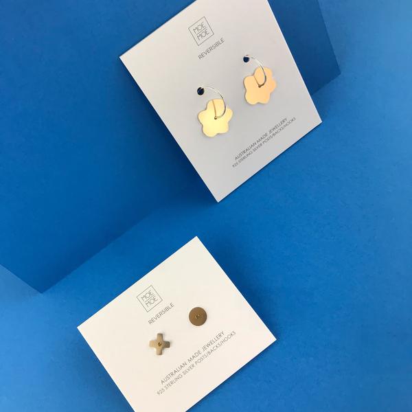 Moe Moe - Hugs and Kisses - Mirrored Gold Signature Stud Earrings