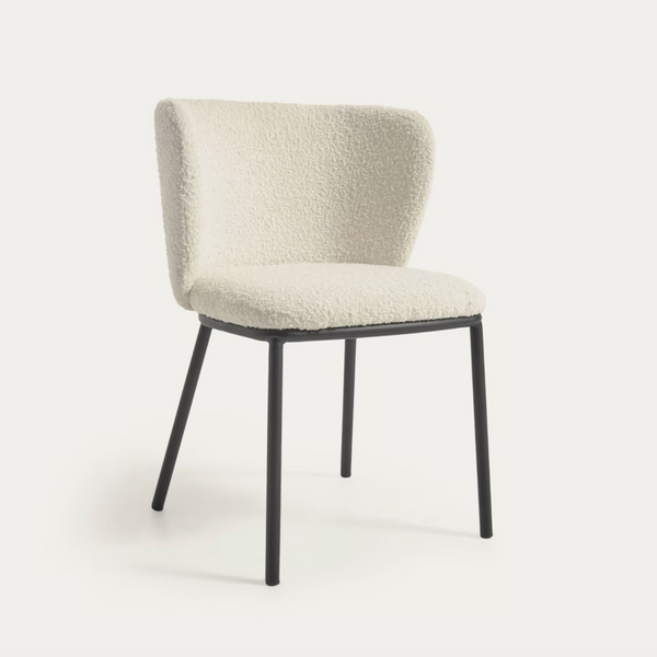 Murray Chair - White Shearling Boucle + Black Metal Rodwell and Astor Modern Eclectic Style Boucle Chair Upholstered Chair