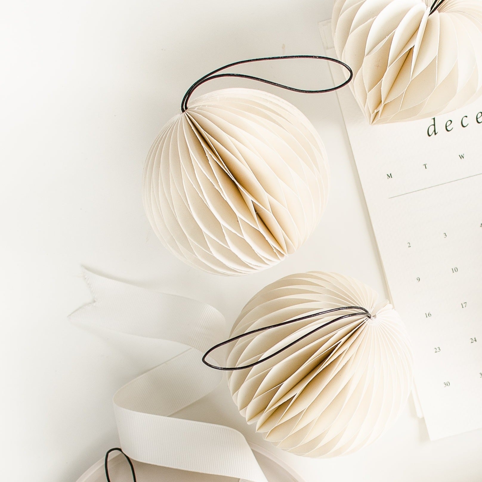 Rodwell and Astor - Paper Sphere Ornament - Antique White