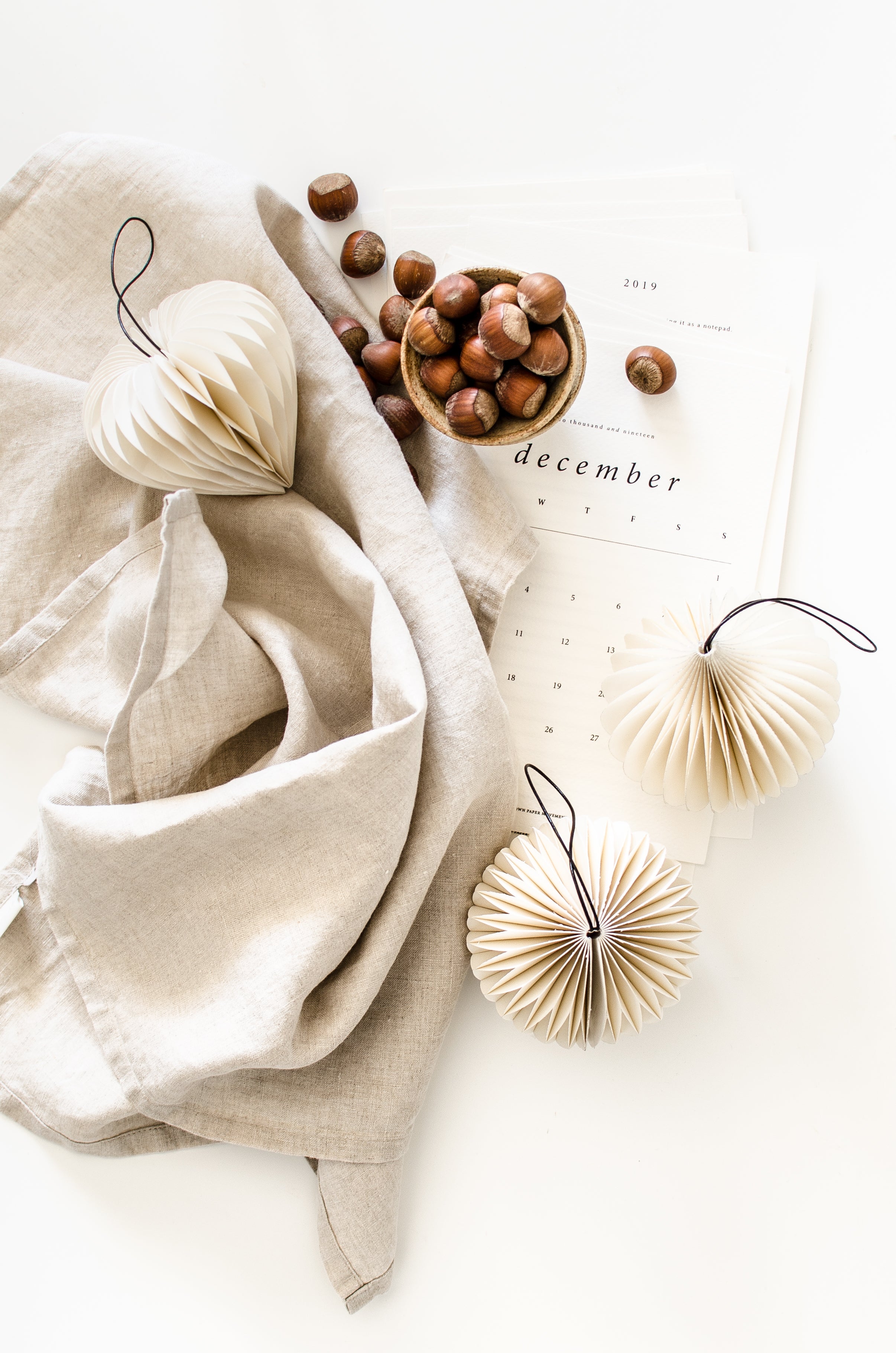 Rodwell and Astor - Paper Sphere Ornament - Antique White