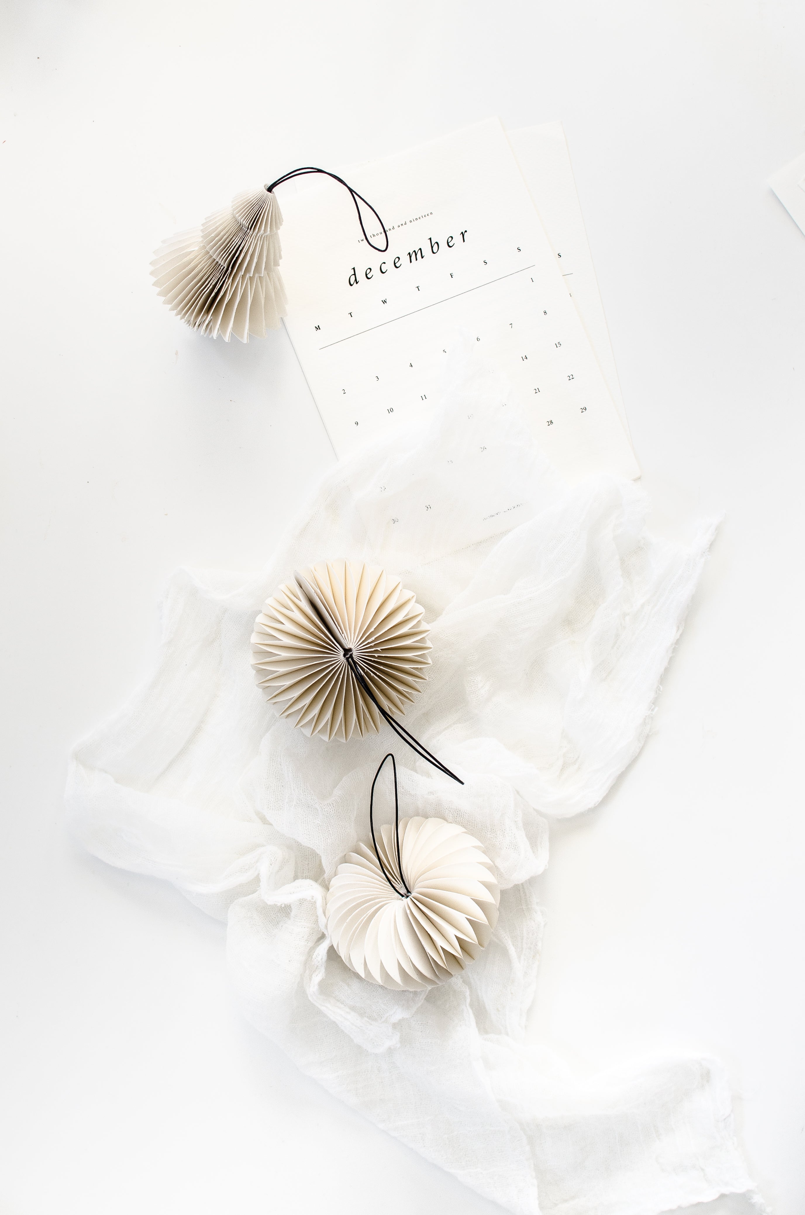 Rodwell and Astor - Paper Sphere Ornament - Antique White