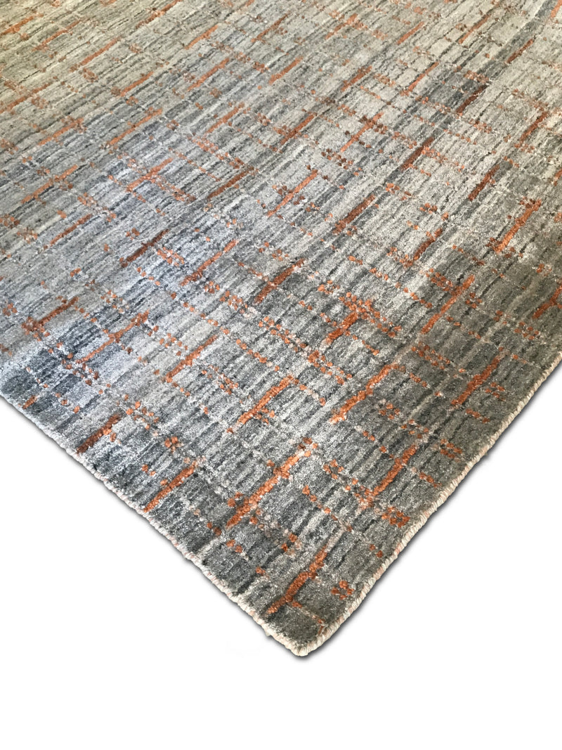 Polaris Handwoven Wool Rug - Charcoal & Rust