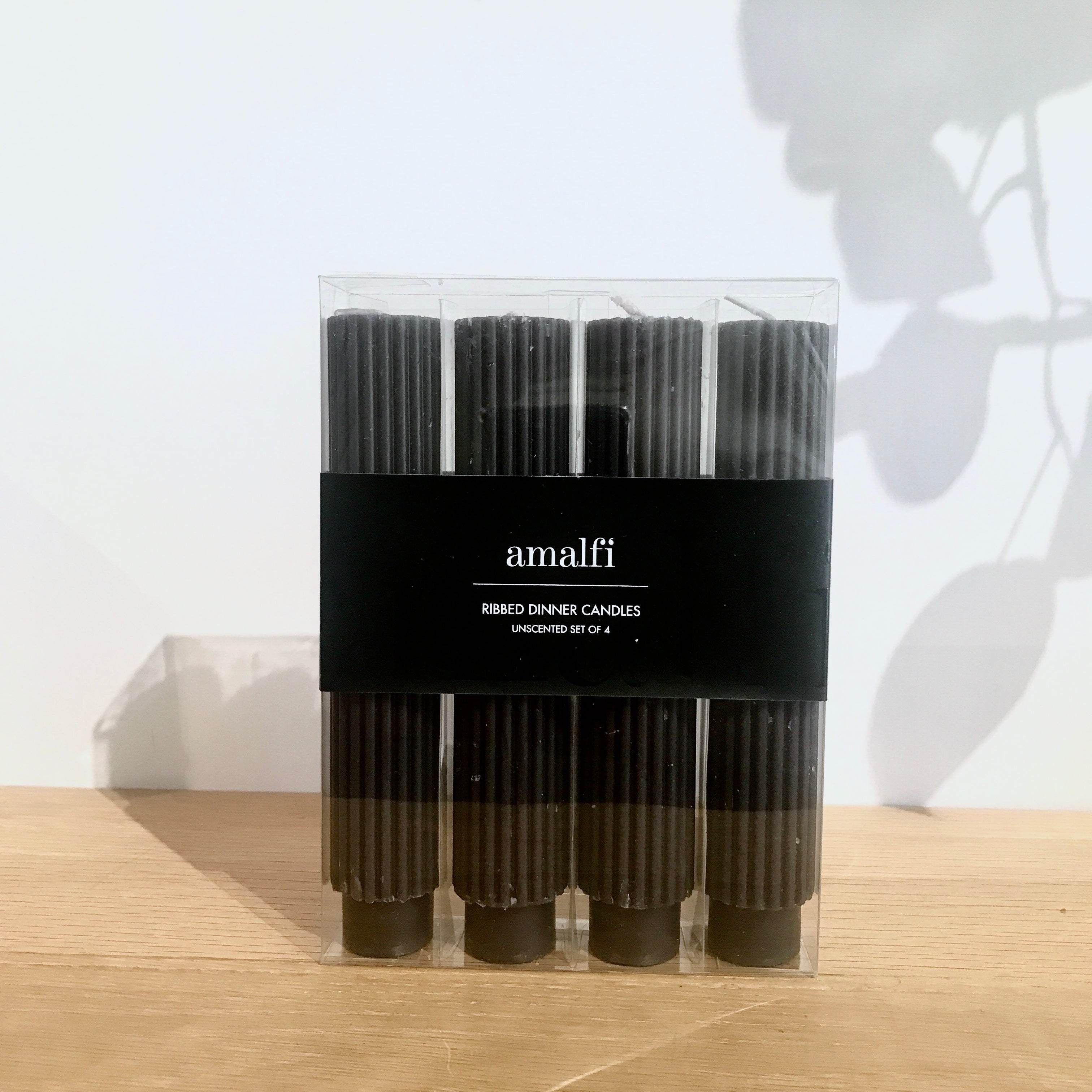 Ribbed Dinner Candles - 15cm Black