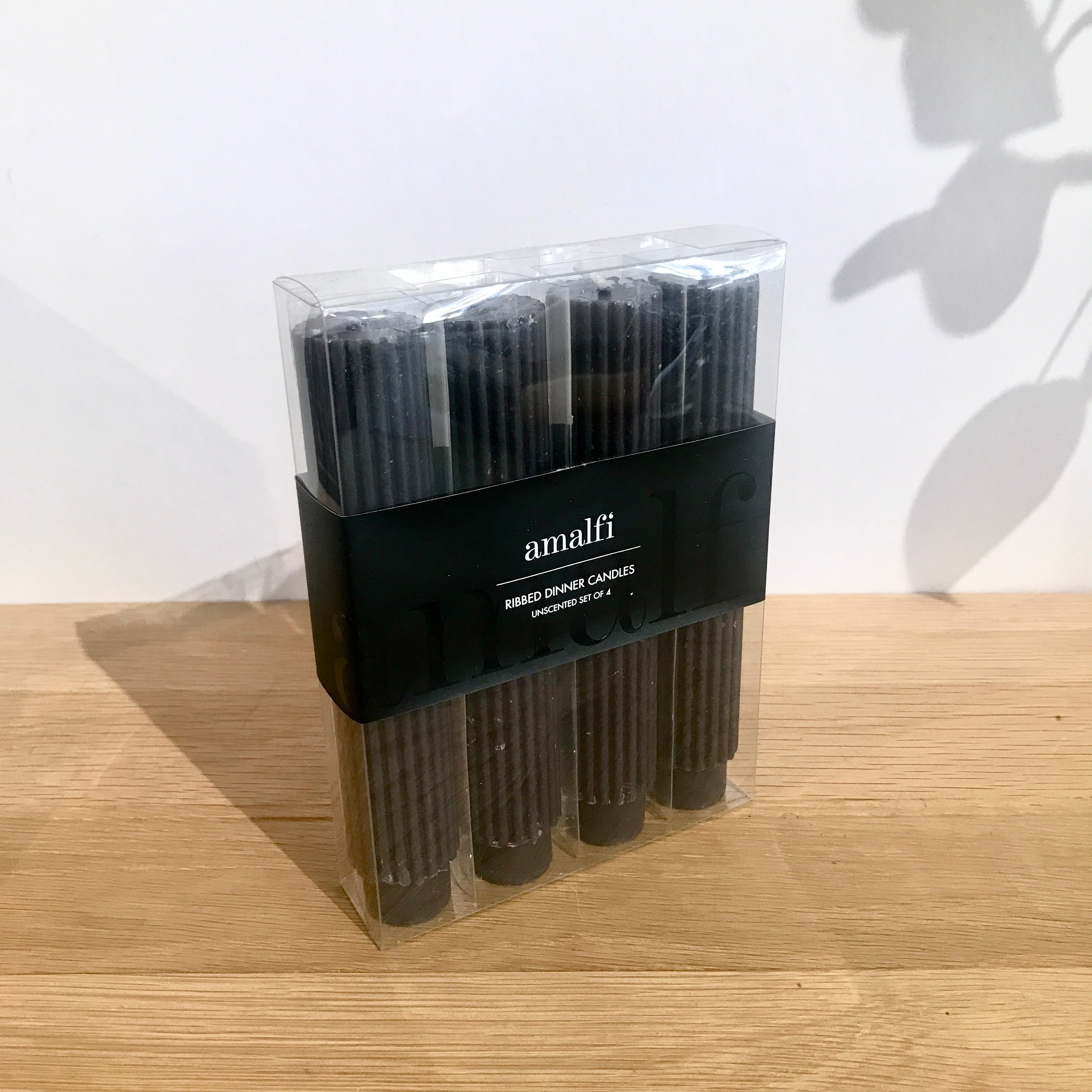 Ribbed Dinner Candles - 15cm Black