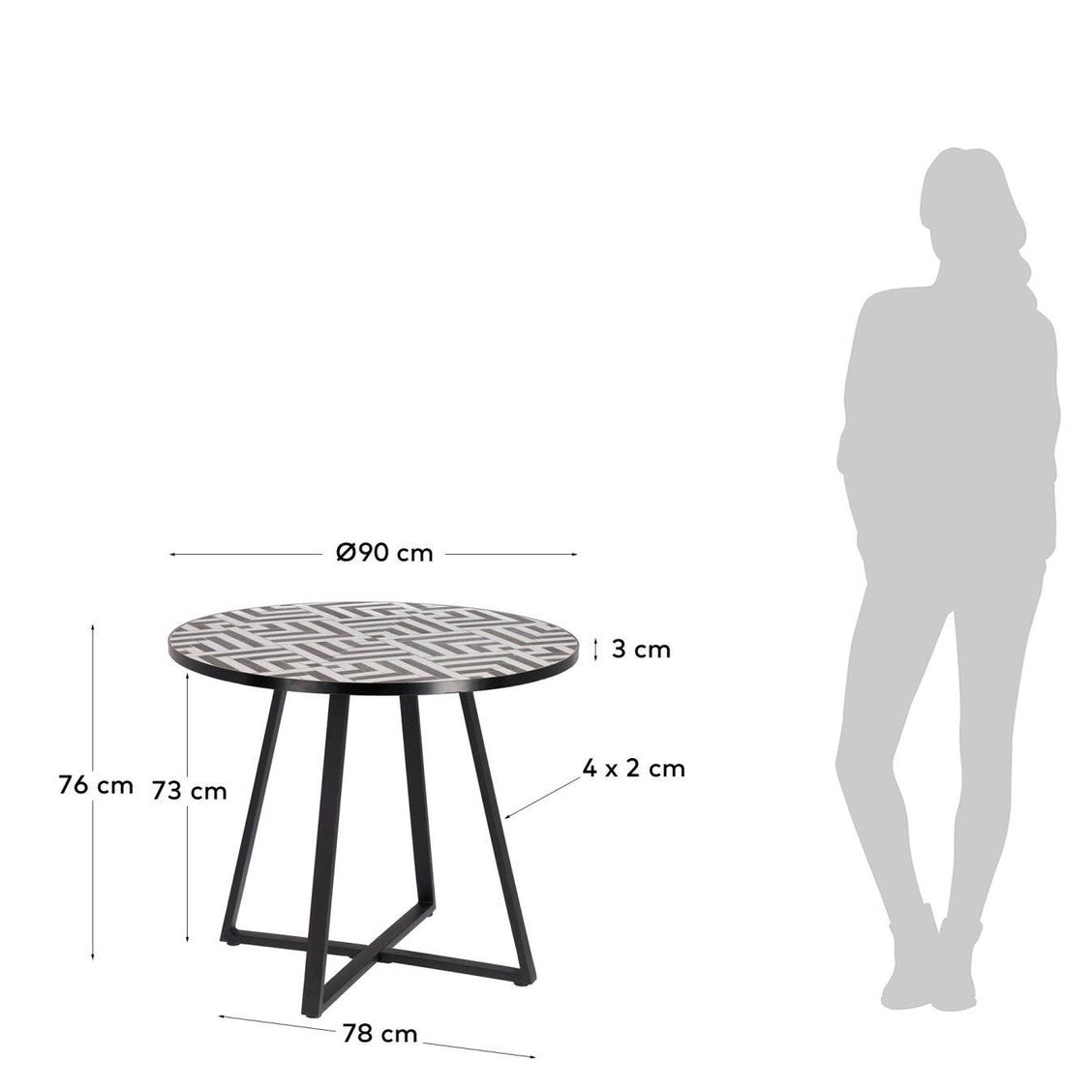 Theo Mosaic Tile Top Round Indoor Outdoor Table Rodwell and astor