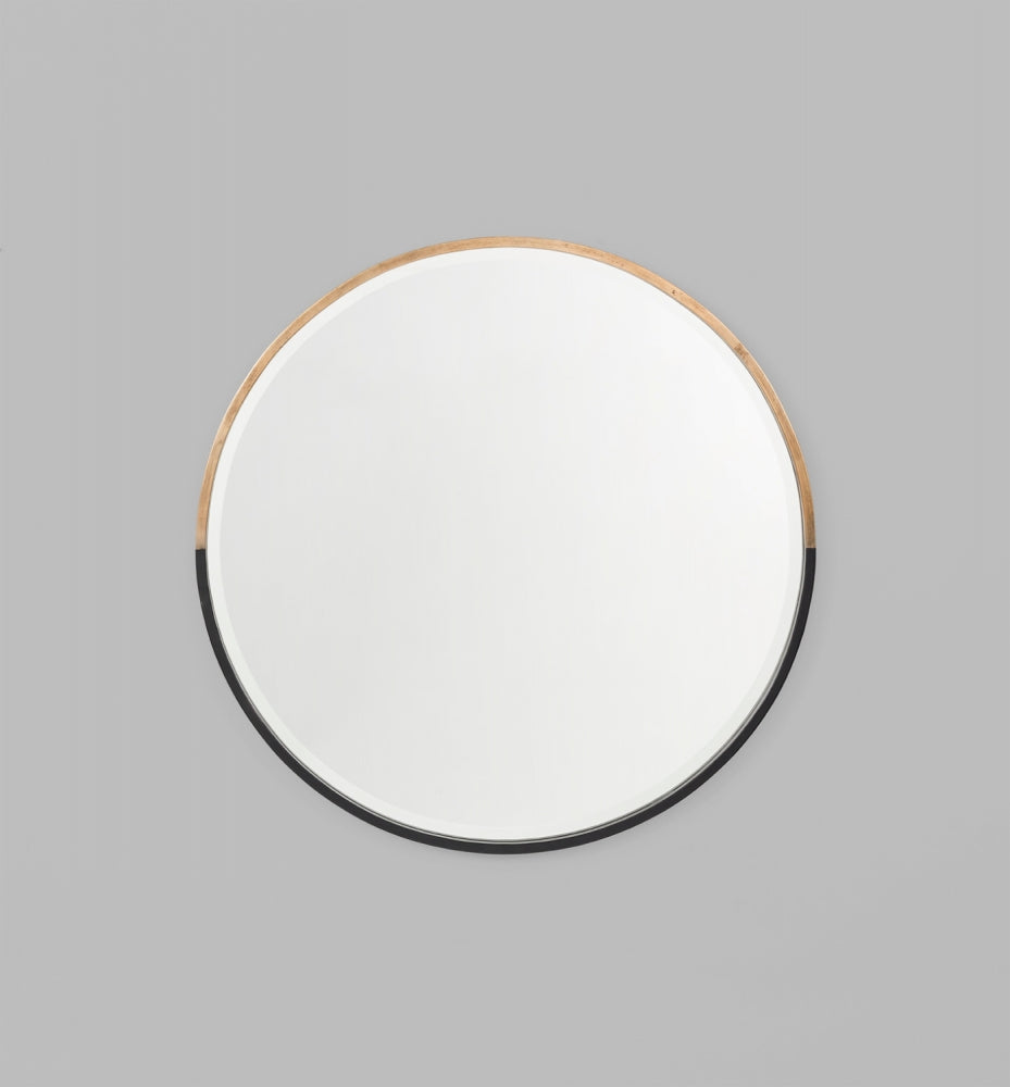 Two Tone Half Moon Mirror - Black/Brass