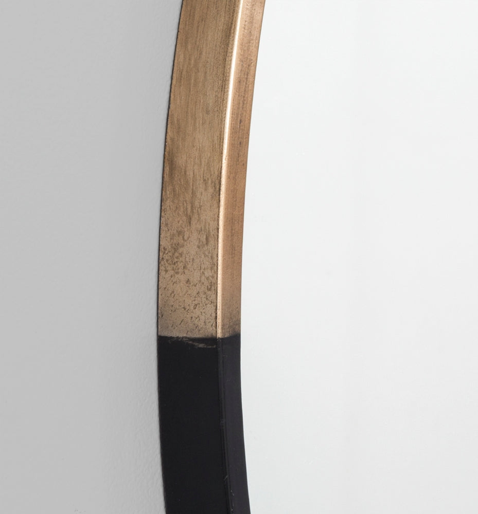Two Tone Half Moon Mirror - Black/Brass