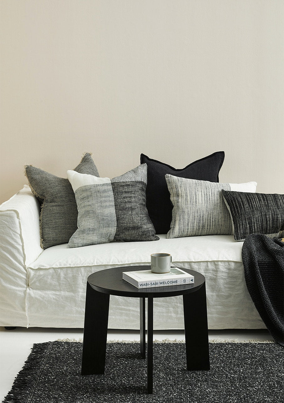 MULBERI Wilson Linen Cushion - Black & Ecru 50 x 50cm